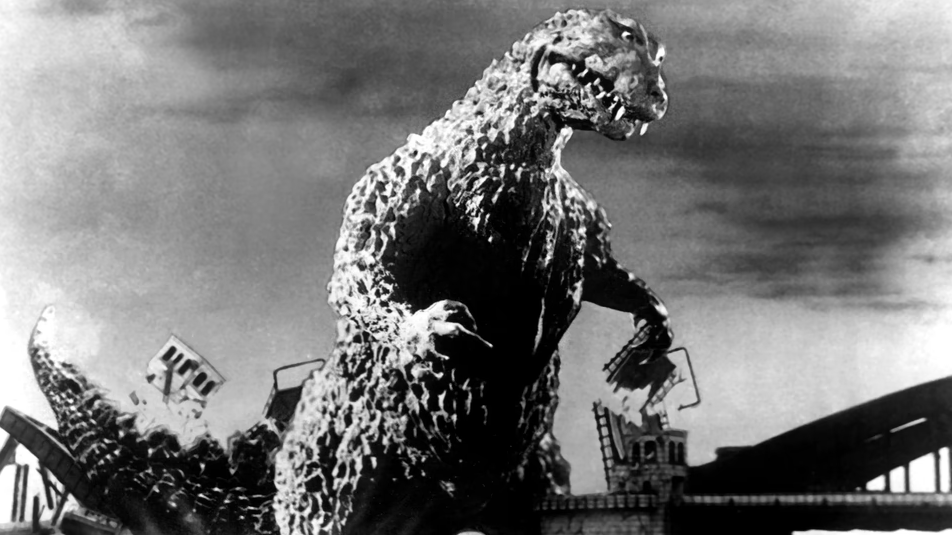 This is an (unconvincing) image of Godzilla from one of the original Godzilla movies.