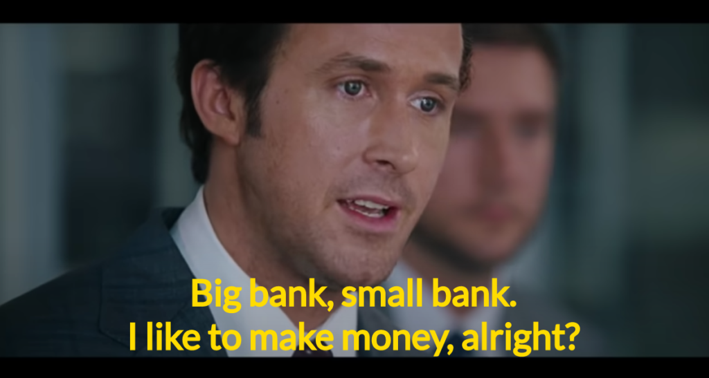 This is a still from the "Jenga scene" from The Big Short.