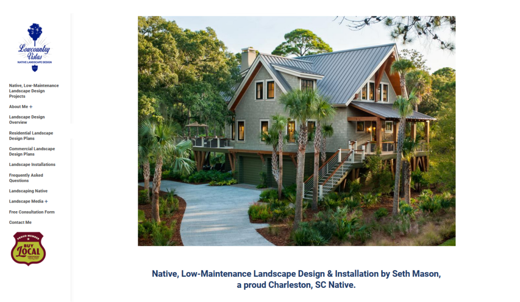 This is a shot of a property that exemplifies my "native Lowcountry" landscape design style. I designed the property as if Mother Nature designed it herself.
